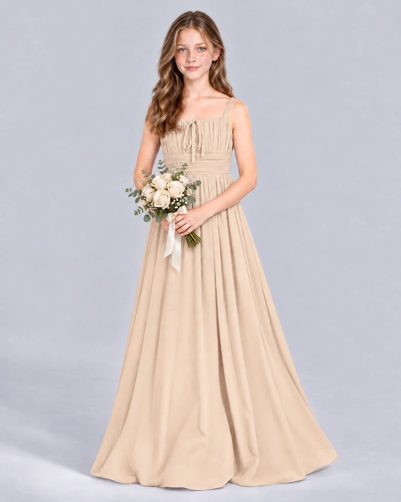 Peach A-line Junior Bridesmaid Dress Front