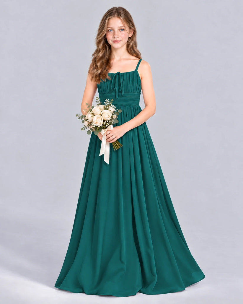 Peacock A-line Junior Bridesmaid Dress Front