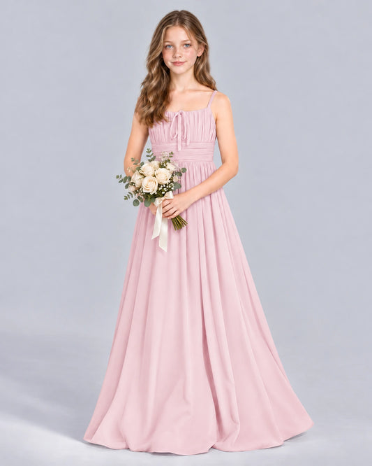 Pink A-line Junior Bridesmaid Dress Front
