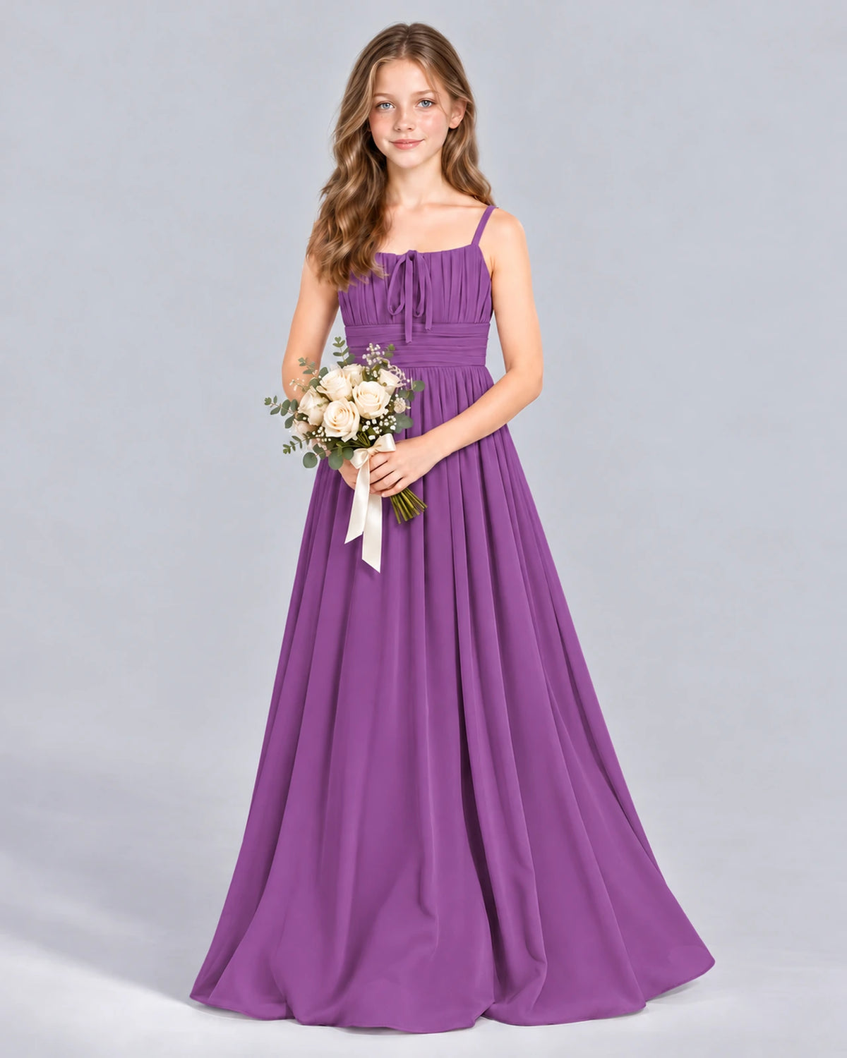 Purple A-line Junior Bridesmaid Dress Front
