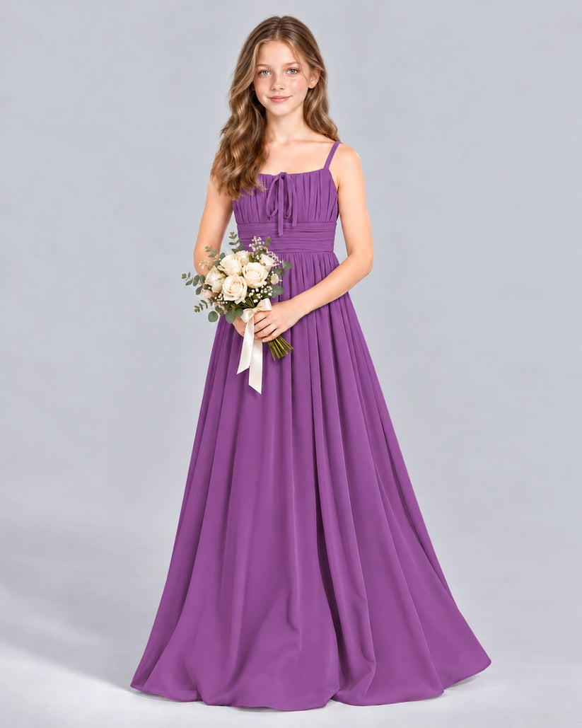 Purple A-line Junior Bridesmaid Dress Front