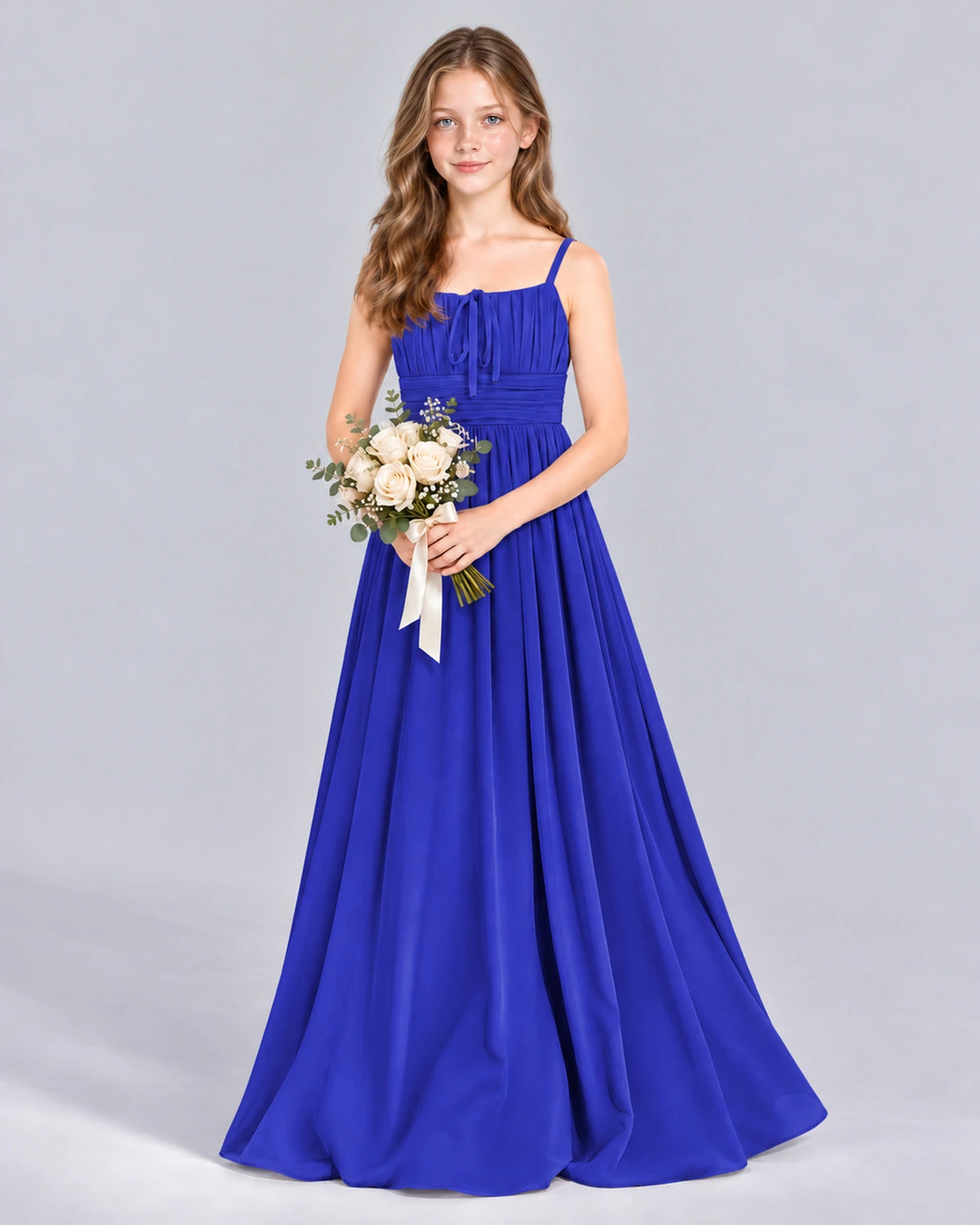 Royal Blue A-line Junior Bridesmaid Dress Front