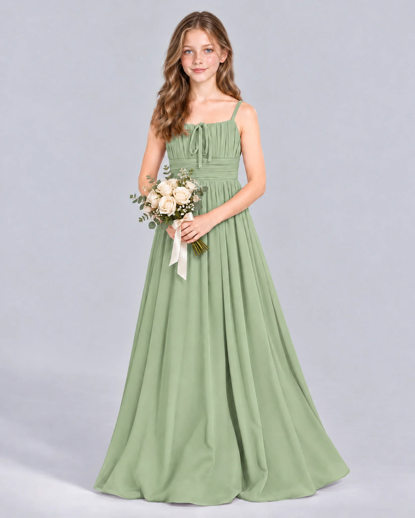 Sage Green A-line Junior Bridesmaid Dress Front