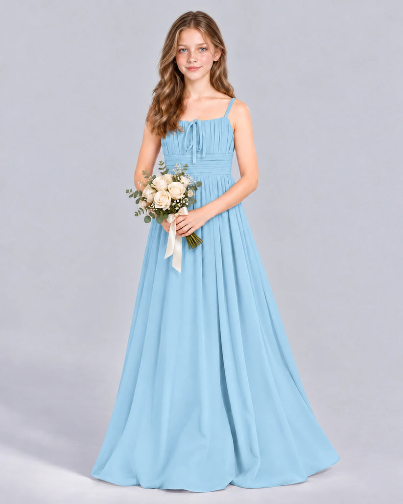 Sky Blue A-line Junior Bridesmaid Dress Front