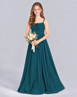Teal A-line Junior Bridesmaid Dress Front