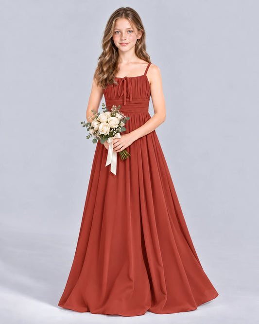 Vermilion A-line Junior Bridesmaid Dress Front