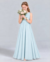 Baby Blue A-line Junior Bridesmaid Dress Front