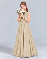 Champagne A-line Junior Bridesmaid Dress Front