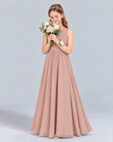 Dusty Rose A-line Junior Bridesmaid Dress Front