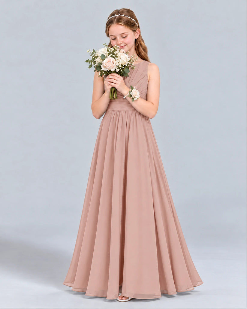 Dusty Rose A-line Junior Bridesmaid Dress Front