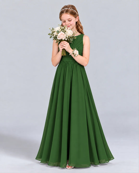 Emerald Green A-line Junior Bridesmaid Dress Front