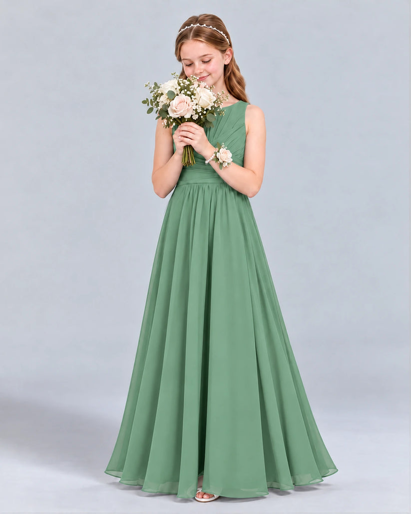 Eucalyptus A-line Junior Bridesmaid Dress Front