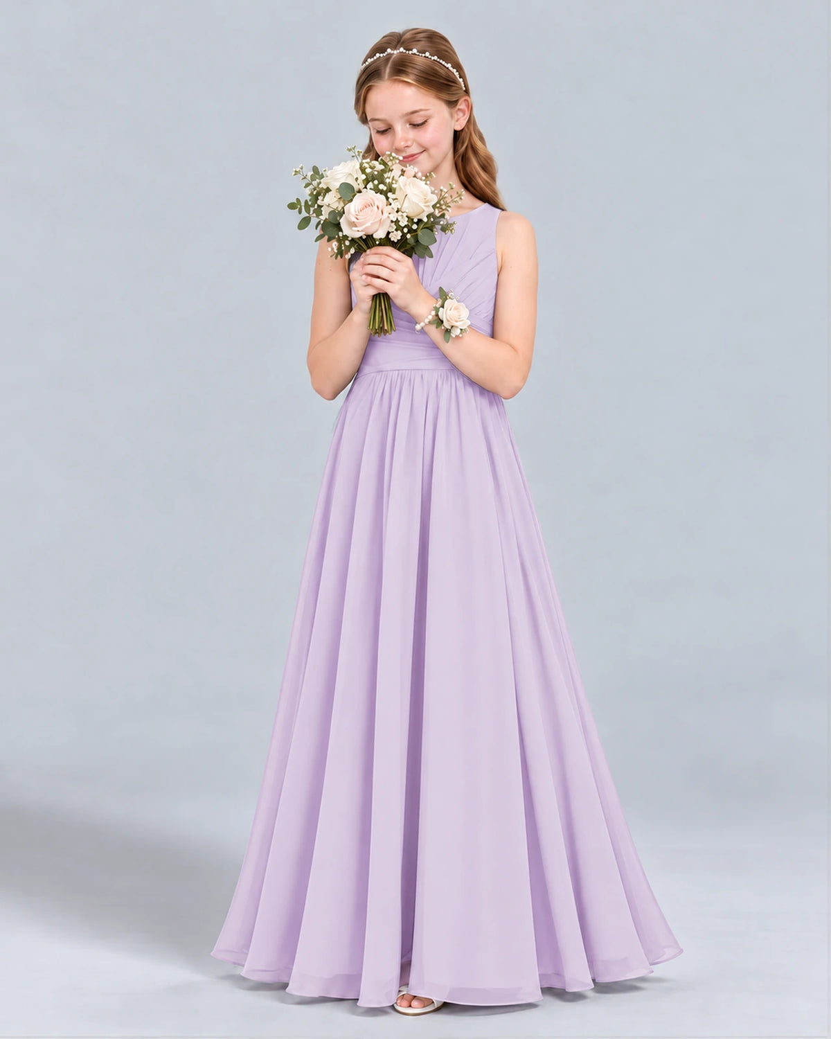 Lavender A-line Junior Bridesmaid Dress Front