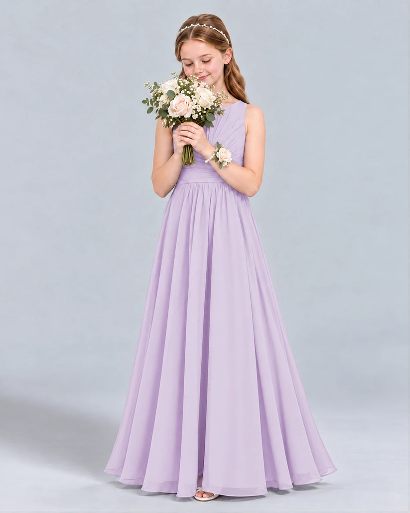Lavender A-line Junior Bridesmaid Dress Front