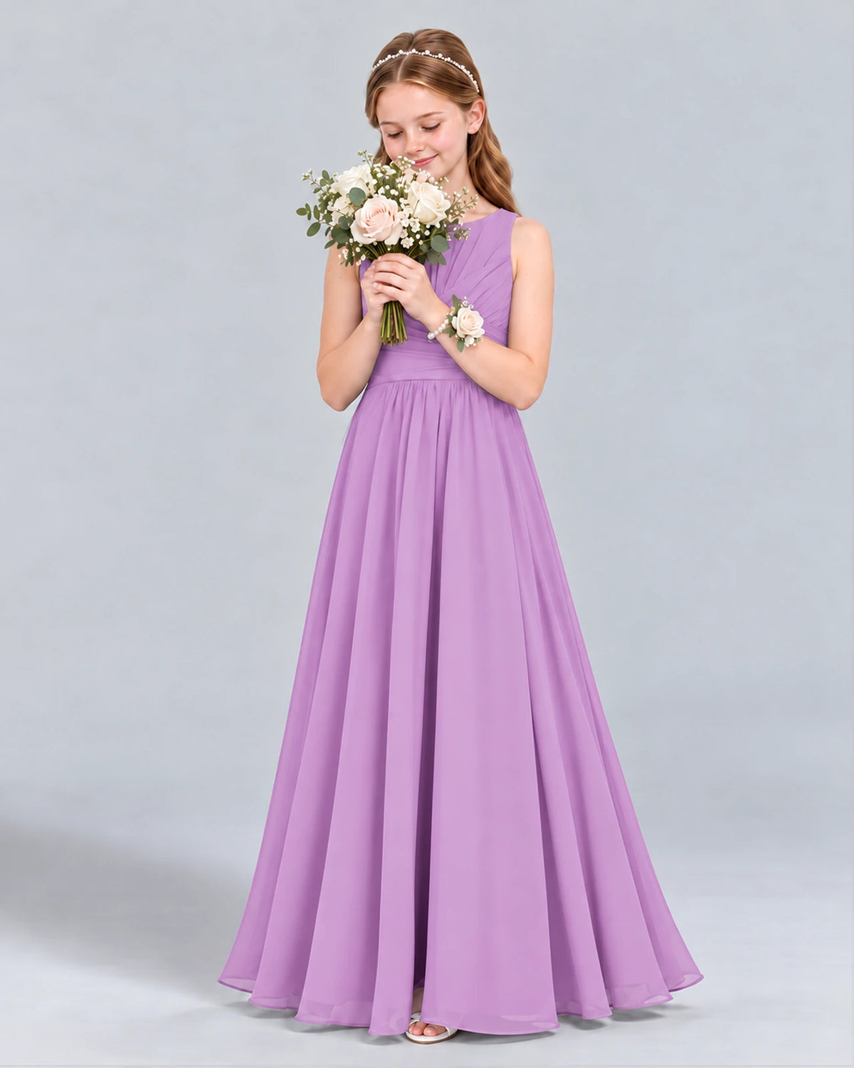 Lilac A-line Junior Bridesmaid Dress Front