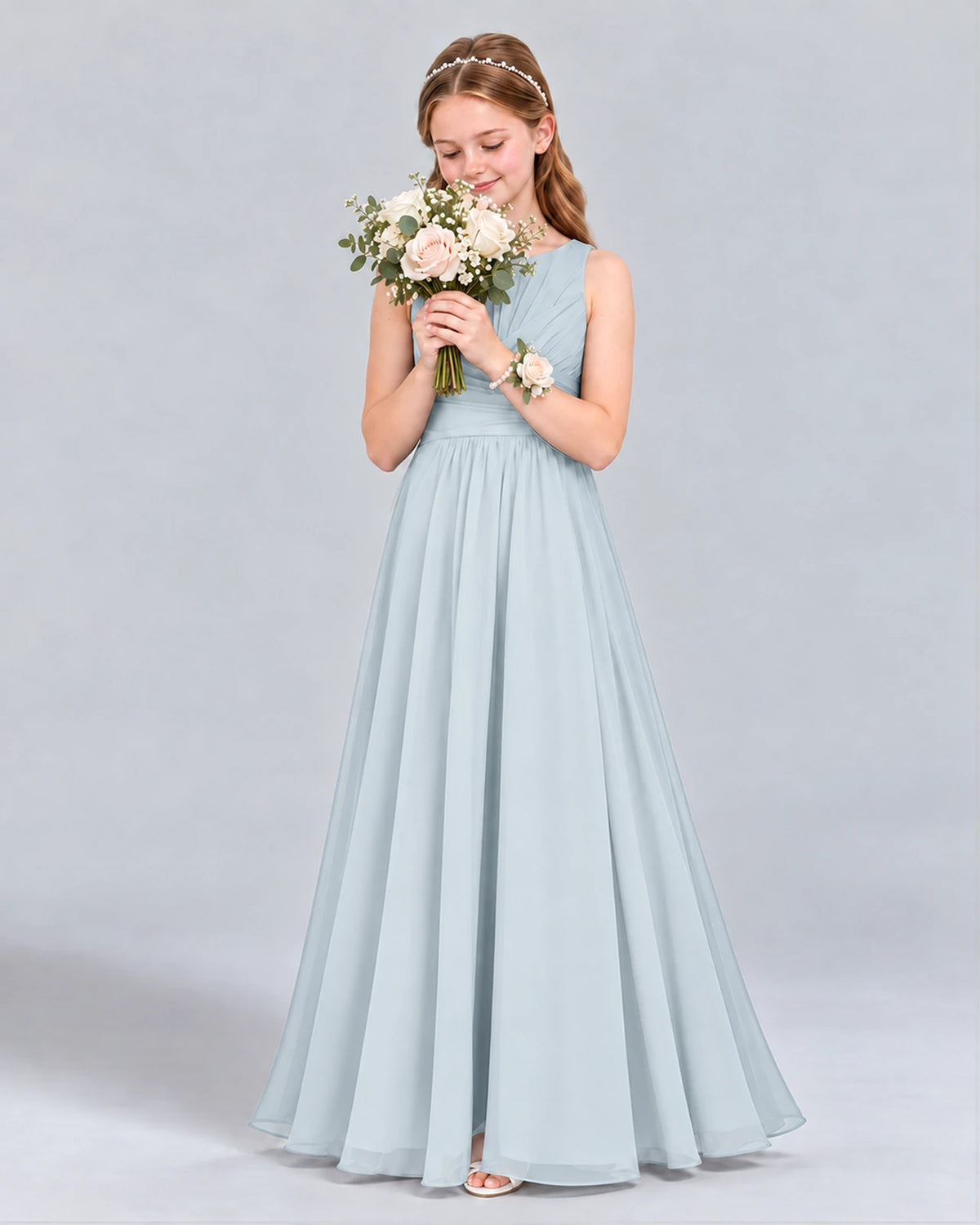 Mist A-line Junior Bridesmaid Dress Front