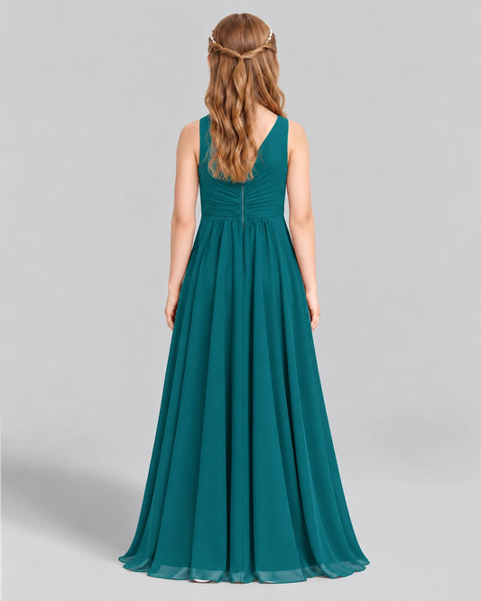 Peacock A-line Junior Bridesmaid Dress Back [Shared]