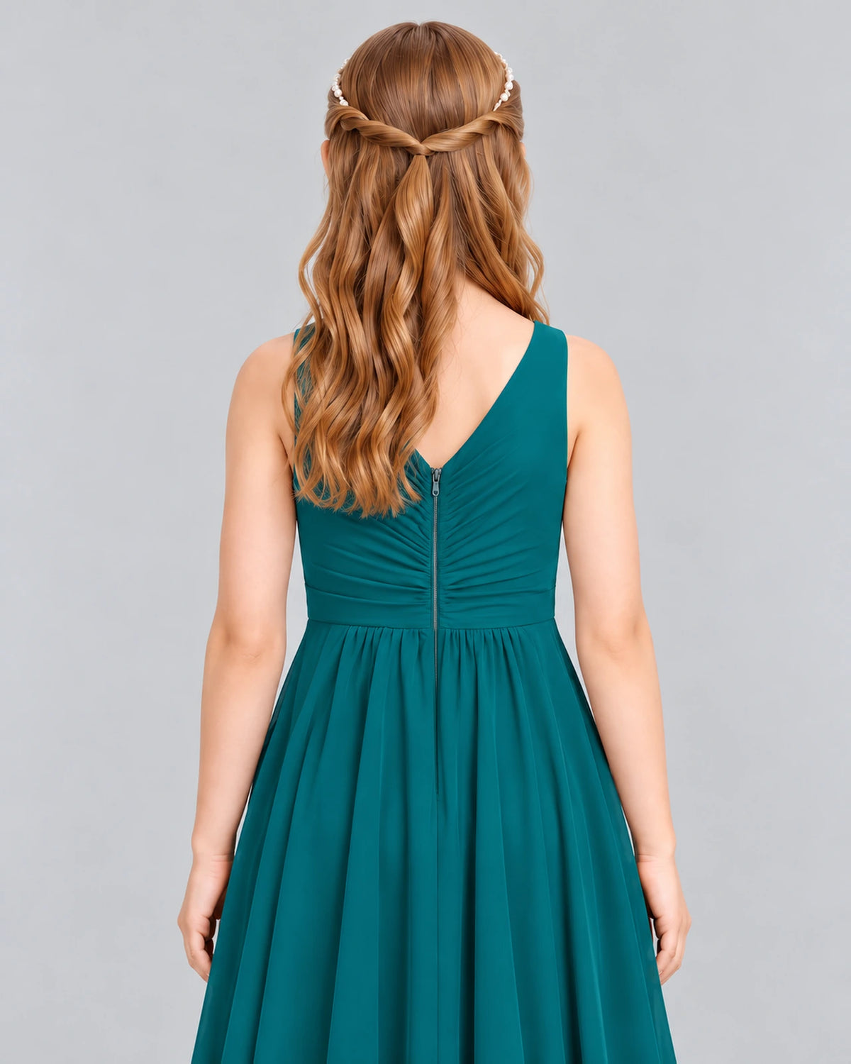 Peacock A-line Junior Bridesmaid Dress Back_Detail [Shared]