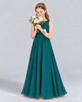 Peacock A-line Junior Bridesmaid Dress Front