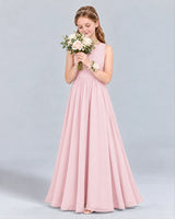 Pink A-line Junior Bridesmaid Dress Front