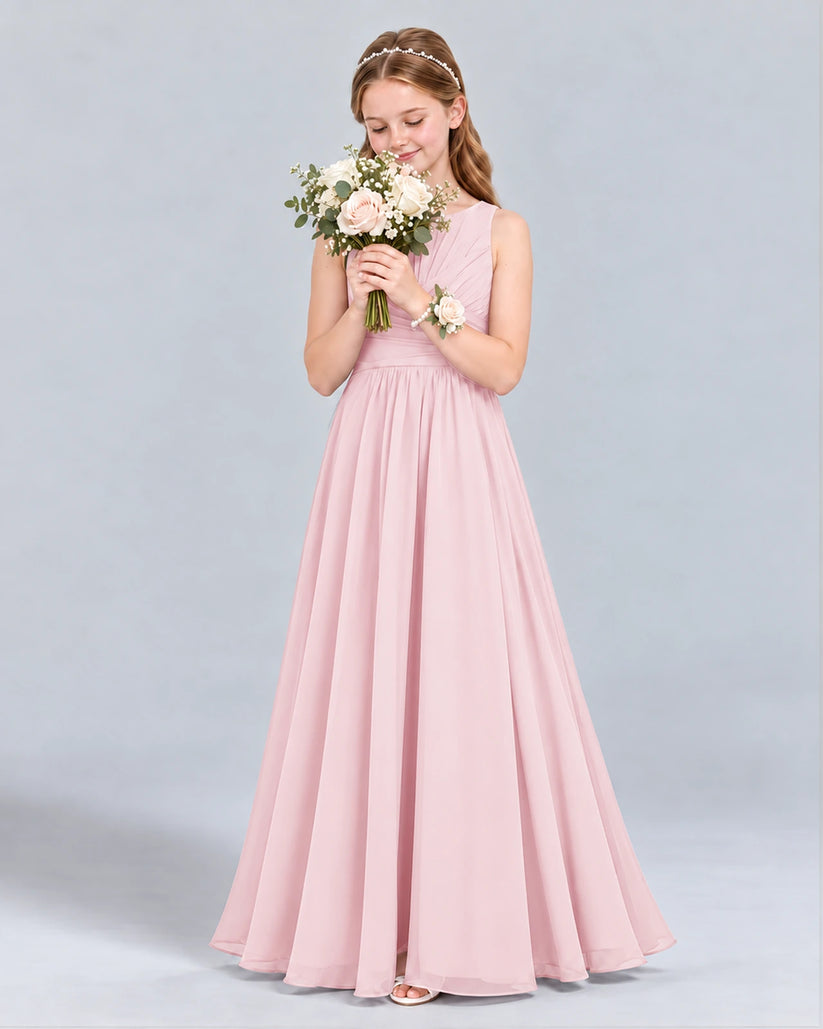 Pink A-line Junior Bridesmaid Dress Front