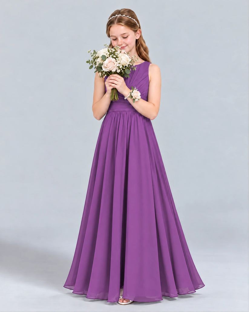 Purple A-line Junior Bridesmaid Dress Front