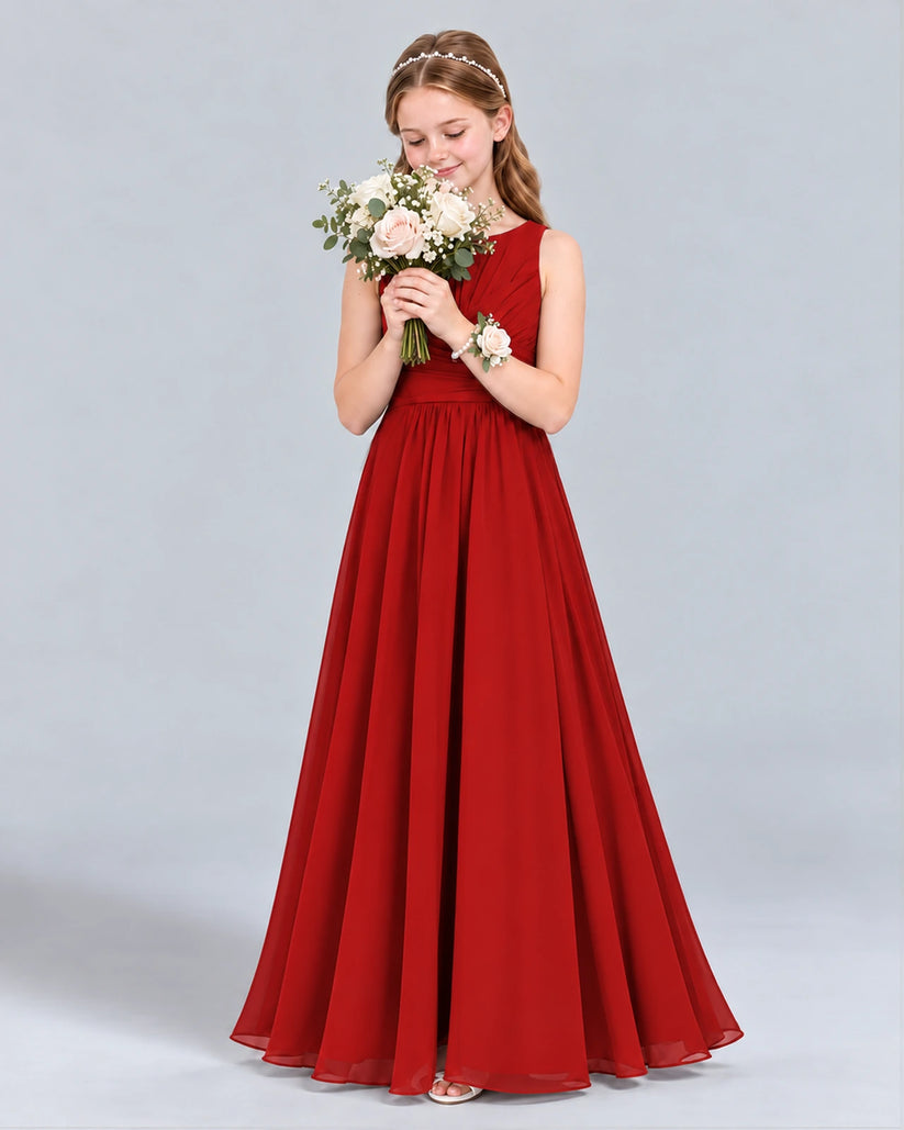 Red A-line Junior Bridesmaid Dress Front