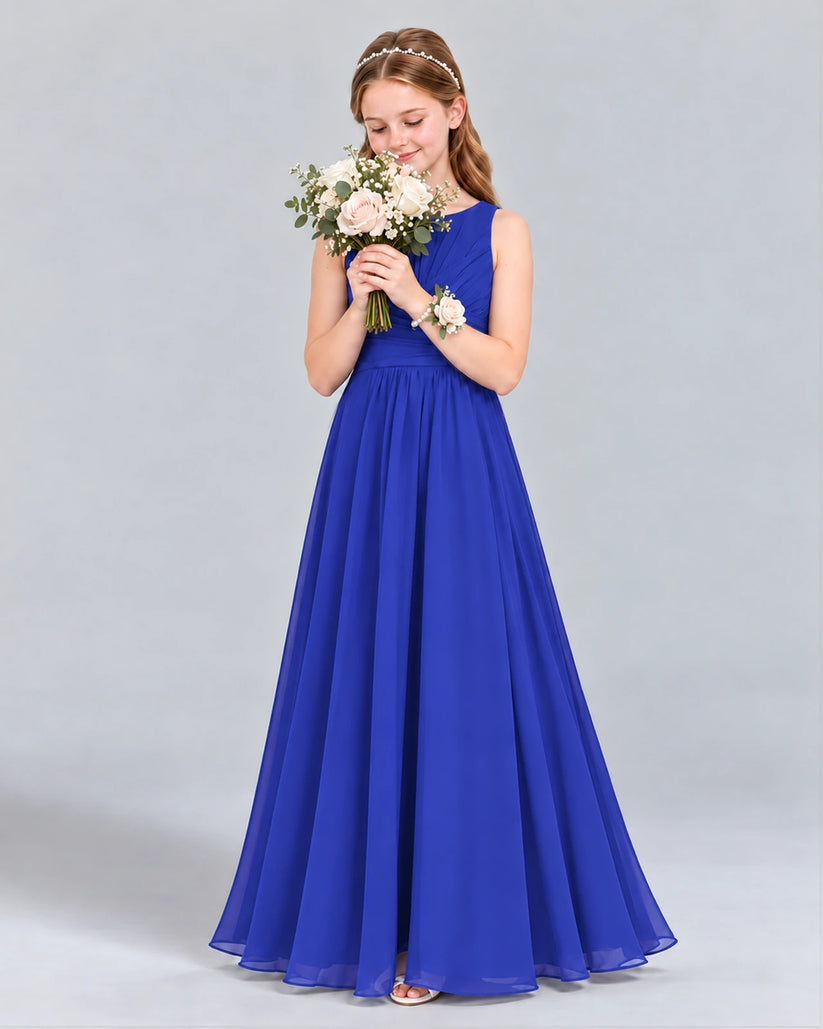 Royal Blue A-line Junior Bridesmaid Dress Front