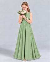 Sage Green A-line Junior Bridesmaid Dress Front