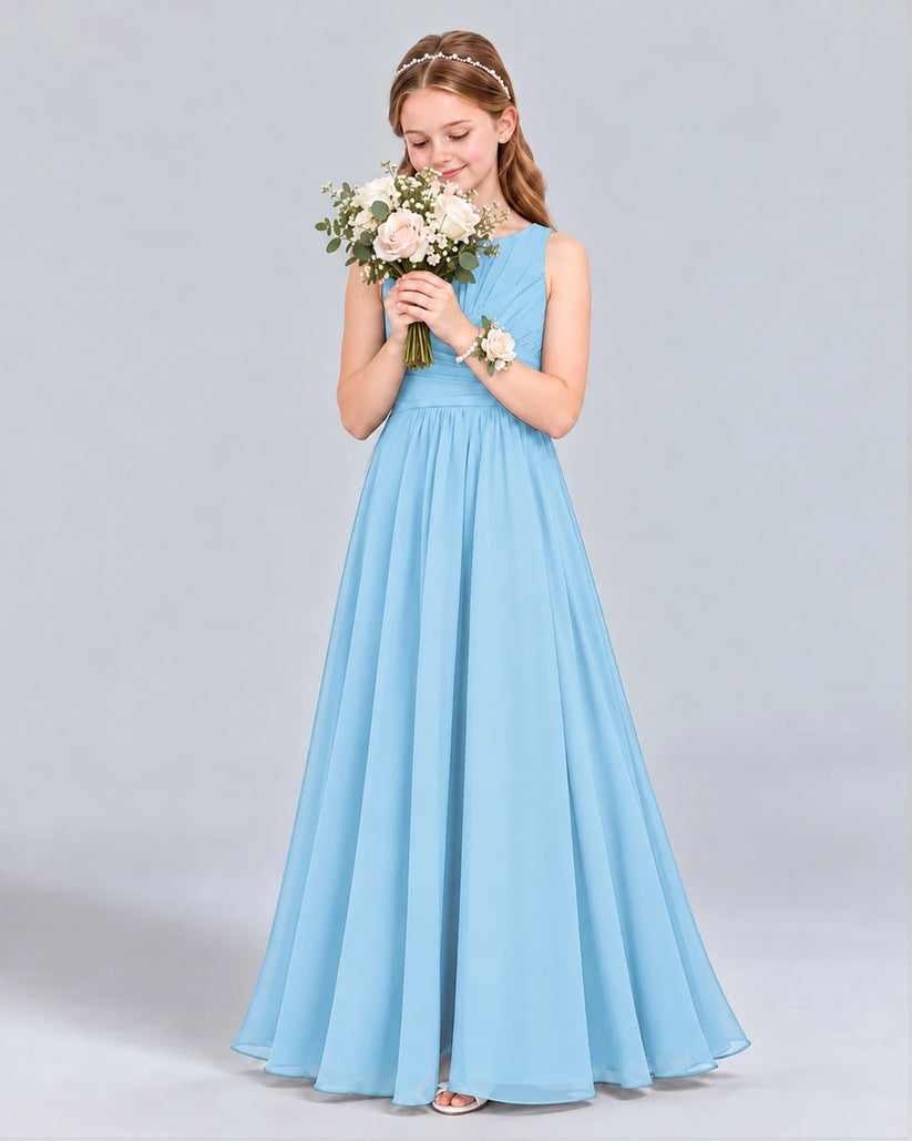 Sky Blue A-line Junior Bridesmaid Dress Front