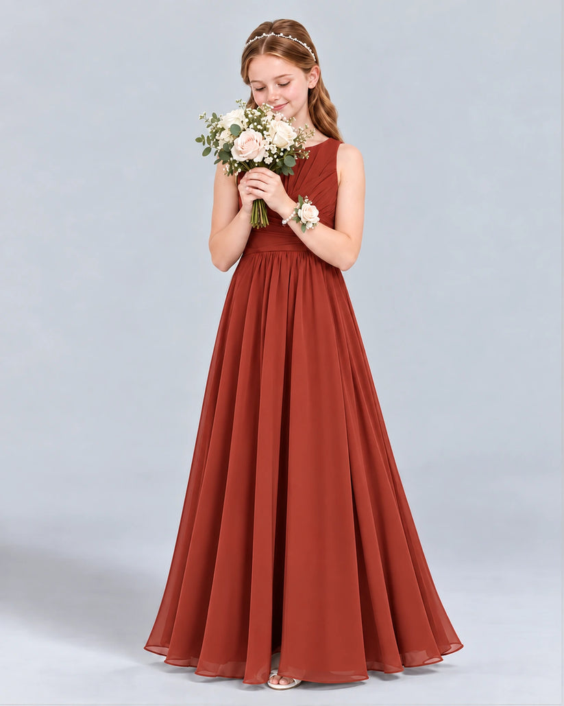 Vermilion A-line Junior Bridesmaid Dress Front