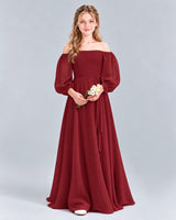 Burgundy A-line Junior Bridesmaid Dress Front