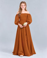 Burnt Orange A-line Junior Bridesmaid Dress Front