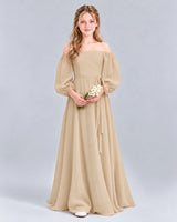 Champagne A-line Junior Bridesmaid Dress Front