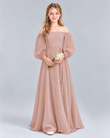 Dusty Rose A-line Junior Bridesmaid Dress Front