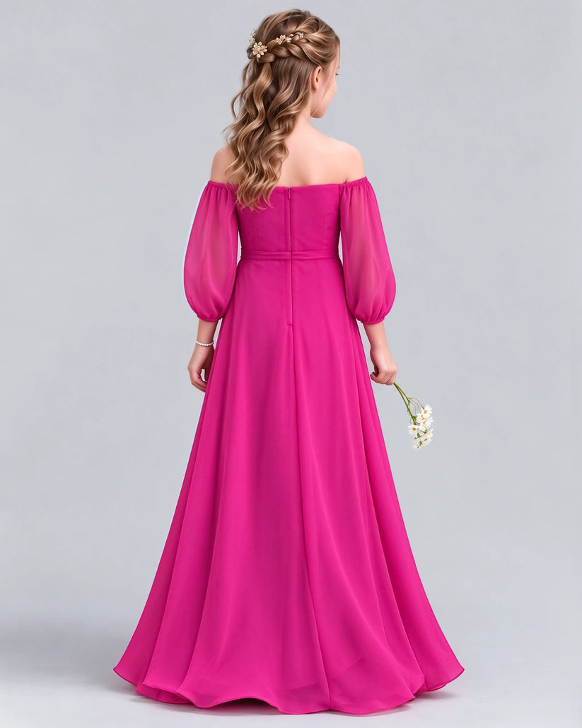 Hot Pink A-line Junior Bridesmaid Dress Back [Shared]