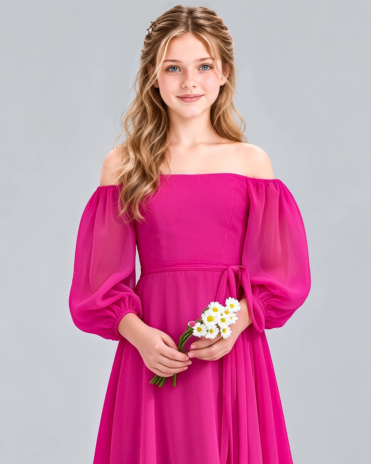 Hot Pink A-line Junior Bridesmaid Dress Detail [Shared]