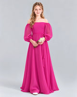 Hot Pink A-line Junior Bridesmaid Dress Front