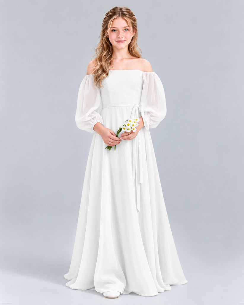 Ivory A-line Junior Bridesmaid Dress Front