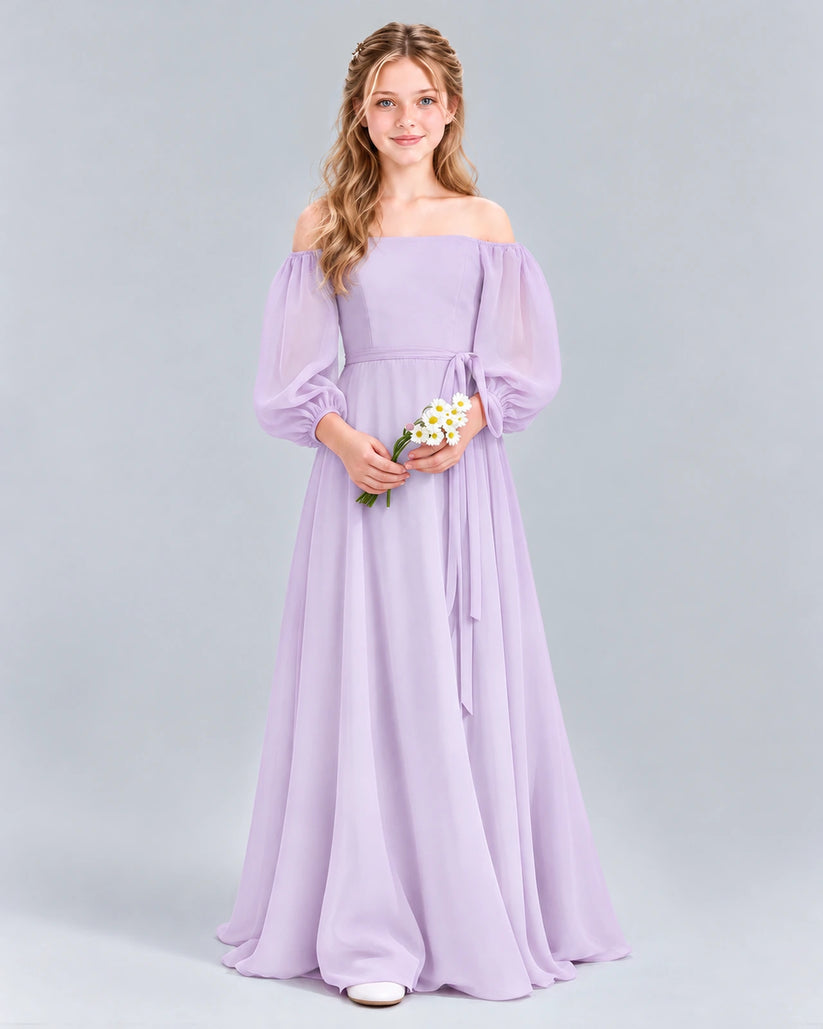 Lavender A-line Junior Bridesmaid Dress Front