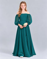 Peacock A-line Junior Bridesmaid Dress Front