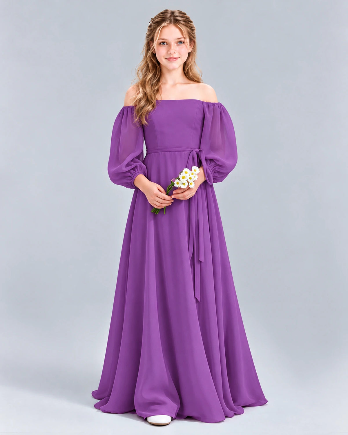 Purple A-line Junior Bridesmaid Dress Front