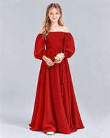 Red A-line Junior Bridesmaid Dress Front