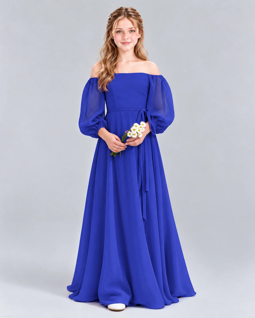 Royal Blue A-line Junior Bridesmaid Dress Front
