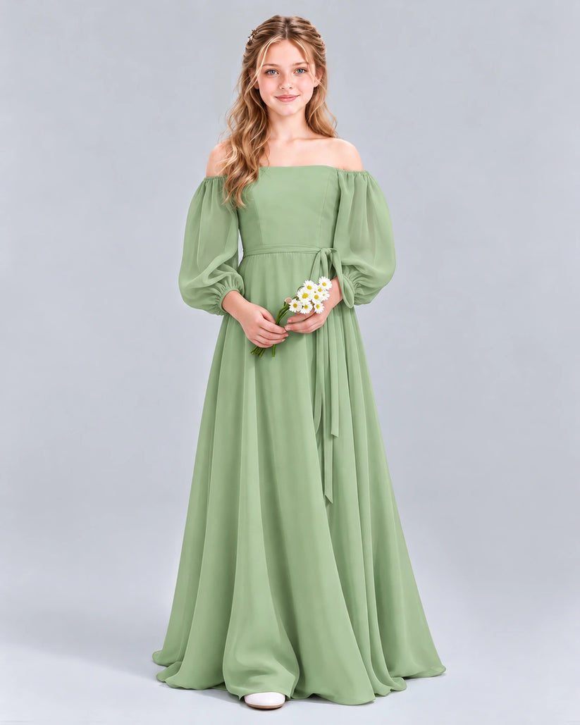 Sage Green A-line Junior Bridesmaid Dress Front
