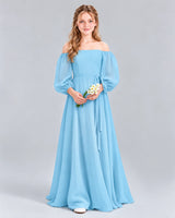 Sky Blue A-line Junior Bridesmaid Dress Front