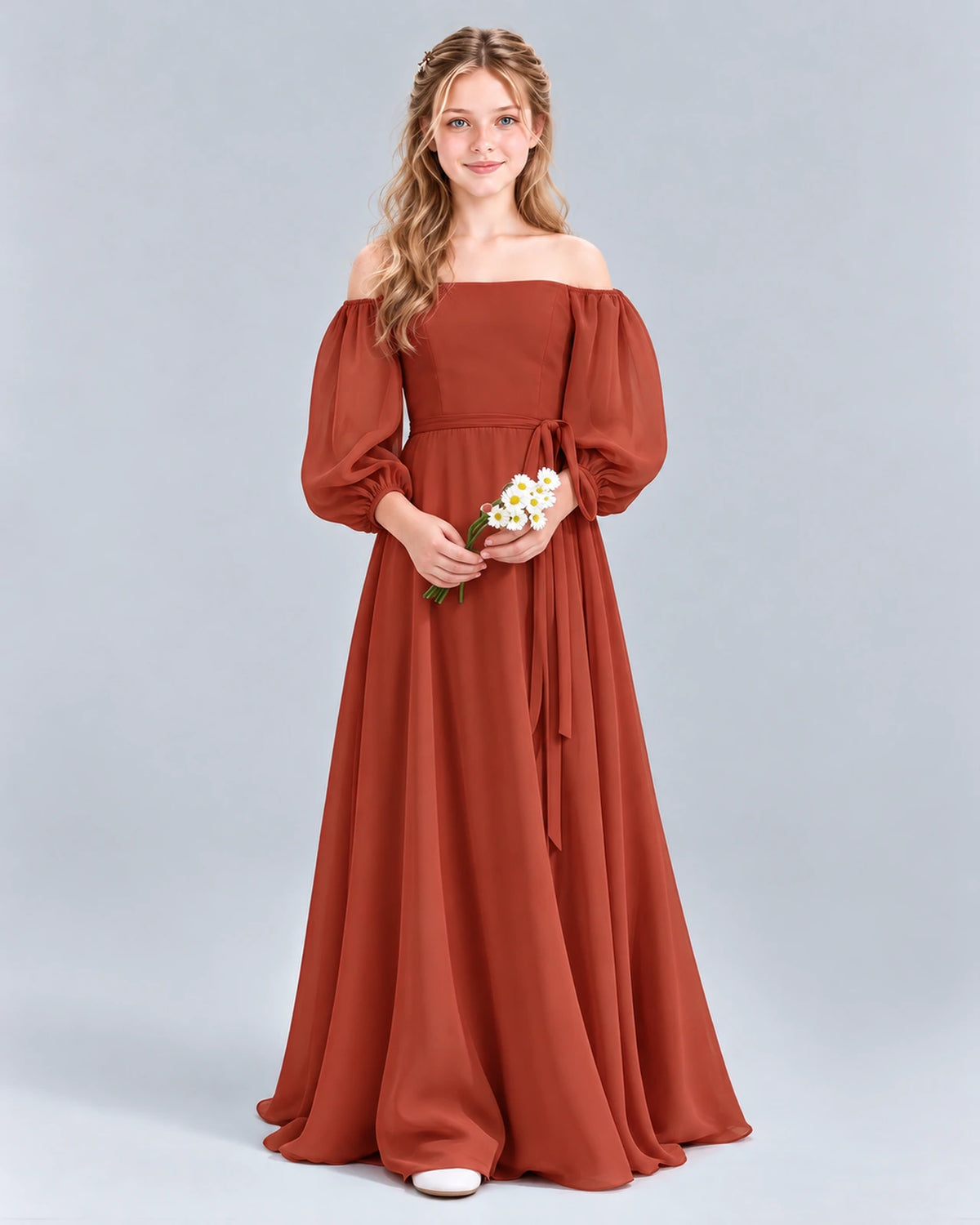 Vermilion A-line Junior Bridesmaid Dress Front