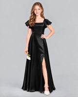 Black A-line Junior Bridesmaid Dress Front