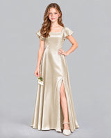 Champagne A-line Junior Bridesmaid Dress Front