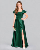 Dark Green A-line Junior Bridesmaid Dress Front